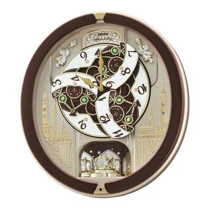 Seiko QXM291BRH "Spring Dance" Melodies in Motion Dancing Dial Musical Wall Clock with 18 Songs
