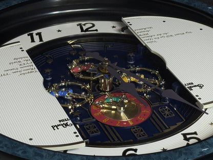 Rhythm “Small World Partage Home (Blue)” Moving Dial Magic Motion Musical Wall Clock with Popular Melodies - 4MH754RH04