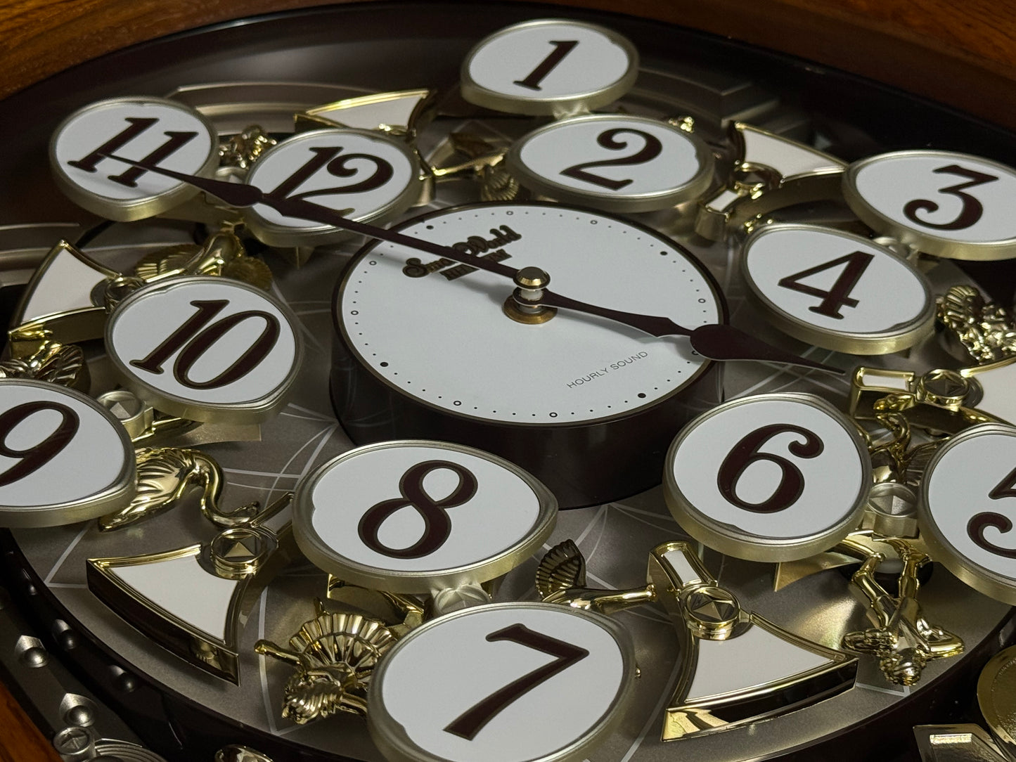 Rhythm "SSS Encore" Magic Motion Musical Wooden Wall Clock with Animated Moving Dial and Popular Melodies - 4MH810-R06