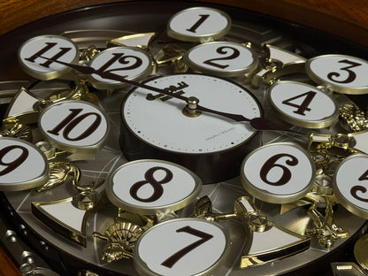 Rhythm "SSS Encore" Magic Motion Musical Wooden Wall Clock with Animated Moving Dial and Popular Melodies - 4MH810-R06