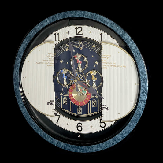 Rhythm “Small World Partage Home (Blue)” Moving Dial Magic Motion Musical Wall Clock with Popular Melodies - 4MH754RH04