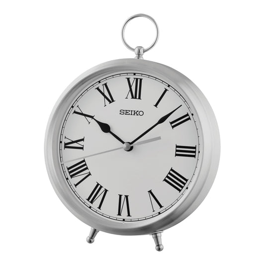 Seiko QXG155SLH "White Royce" Modern Metal Desk & Table Clock