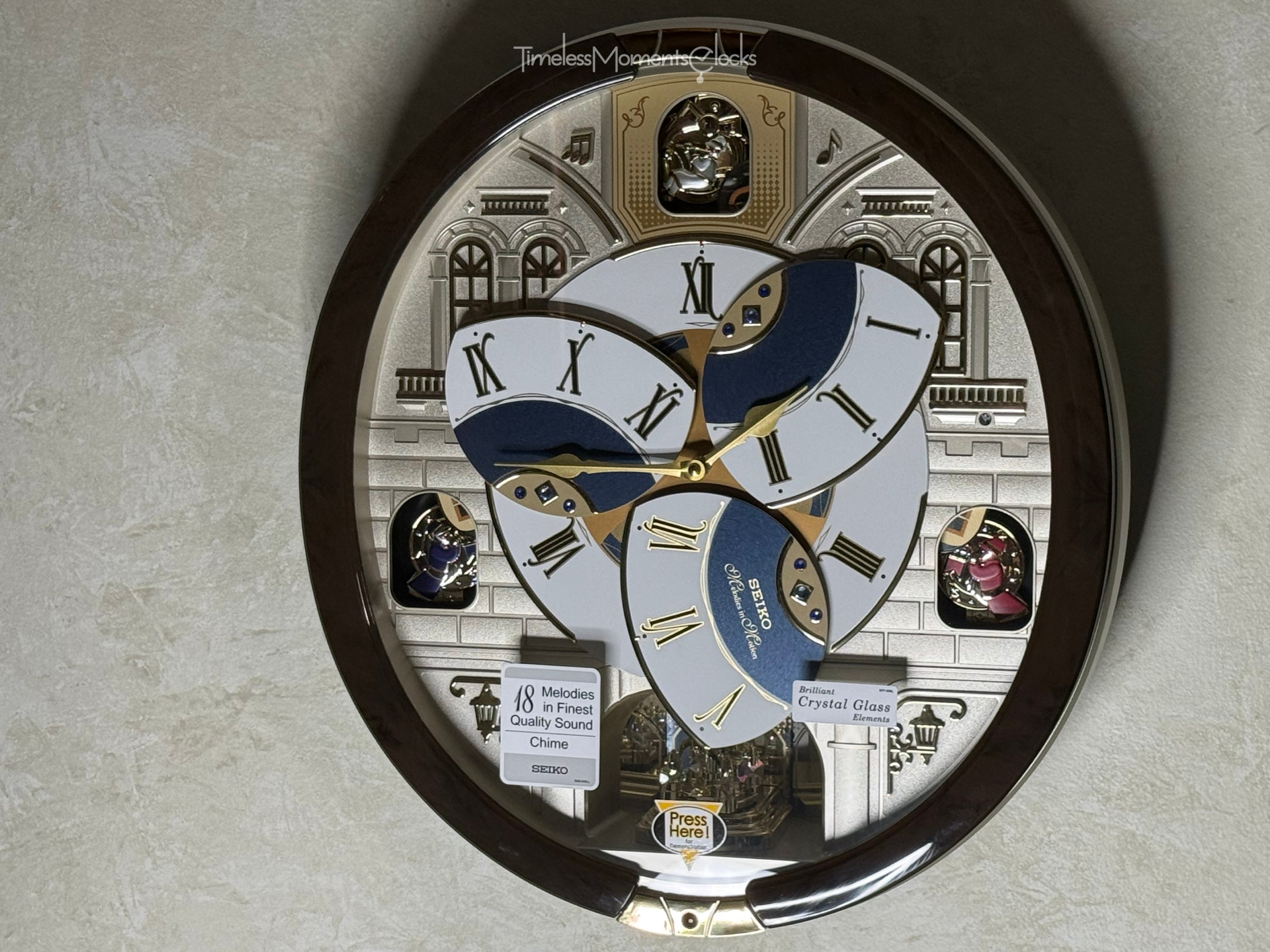 Seiko QXM371BRH “Castle Windows” Melodies in Motion Dancing Dial