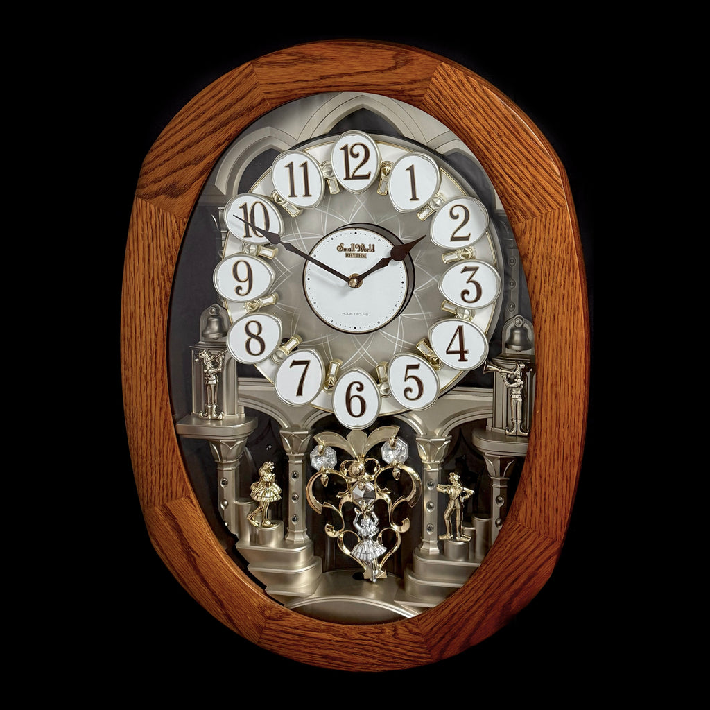 Rhythm "SSS Encore" Magic Motion Musical Wooden Wall Clock with Animated Moving Dial and Popular Melodies - 4MH810-R06