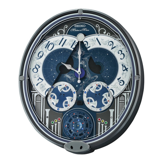 Seiko QXM393NRH “Galaxy Constellations” Astrology-Themed Melodies in Motion Moving Dial Musical Wall Clock with Luminous Dial & 12 Songs