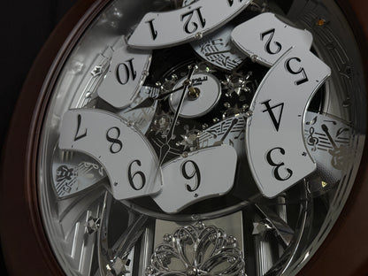 Rhythm "Anthology Espresso" Magic Motion Musical Wooden Wall Clock with Moving Dial - 4MH869WU06