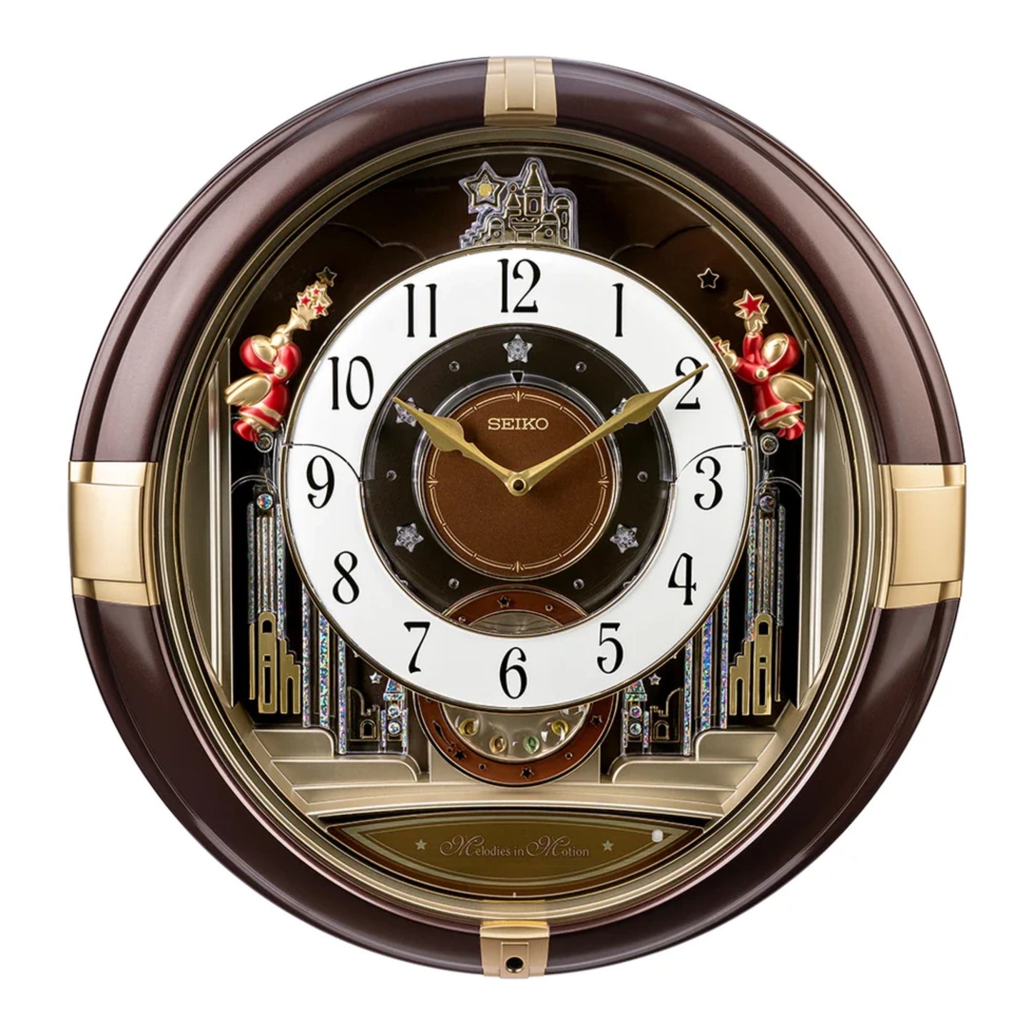 Seiko QXM613BRH “Hazel Trumpeting Angels” Melodies in Motion Jaw-Dropping Dial Musical Moving Wall Clock with 13 Songs