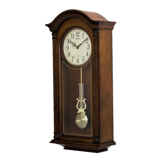 Seiko QXH066BLH "Golden Arched" Traditional Wooden Chiming Pendulum Wall Clock