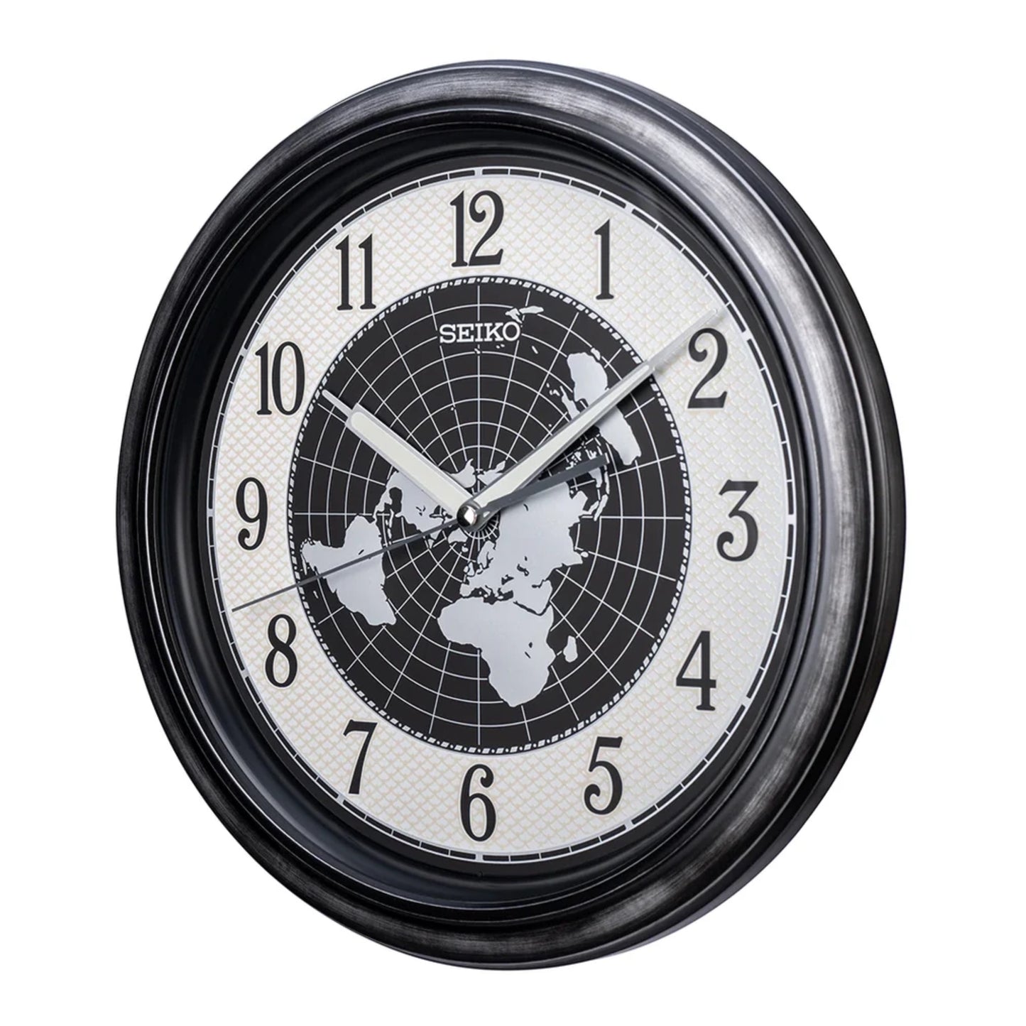 Seiko QXA825SLH "Amelia" Gray Luminous Earth Dial Decorative Wall Clock with Silent Sweep Second Hand