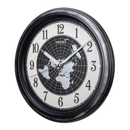 Seiko QXA825SLH "Amelia" Gray Luminous Earth Dial Decorative Wall Clock with Silent Sweep Second Hand