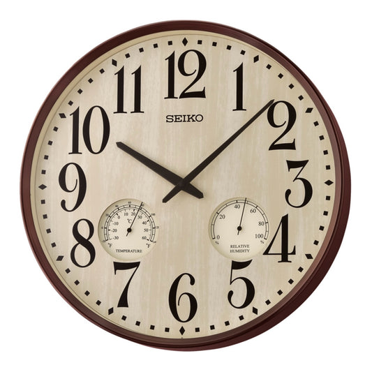 Seiko QXA783BLH "Iria" Large Gallery Wall Clock with Thermometer & Hygrometer