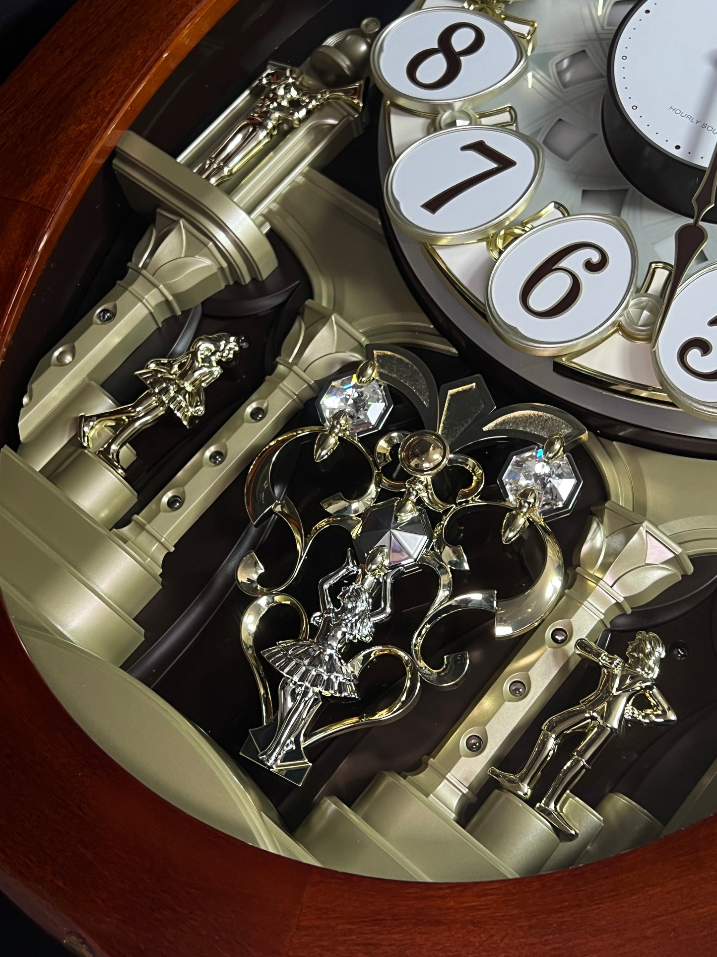 Rhythm "Grand Encore Legend" Magic Motion Musical Wooden Wall Clock with Animated Moving Dial and Music by The Beatles - 4MH834WB06