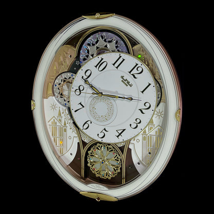 Rhythm "Small World Noel (White)" Magic Motion Musical Wall Clock from Japan with Rotating Dial - 4MN509RH03