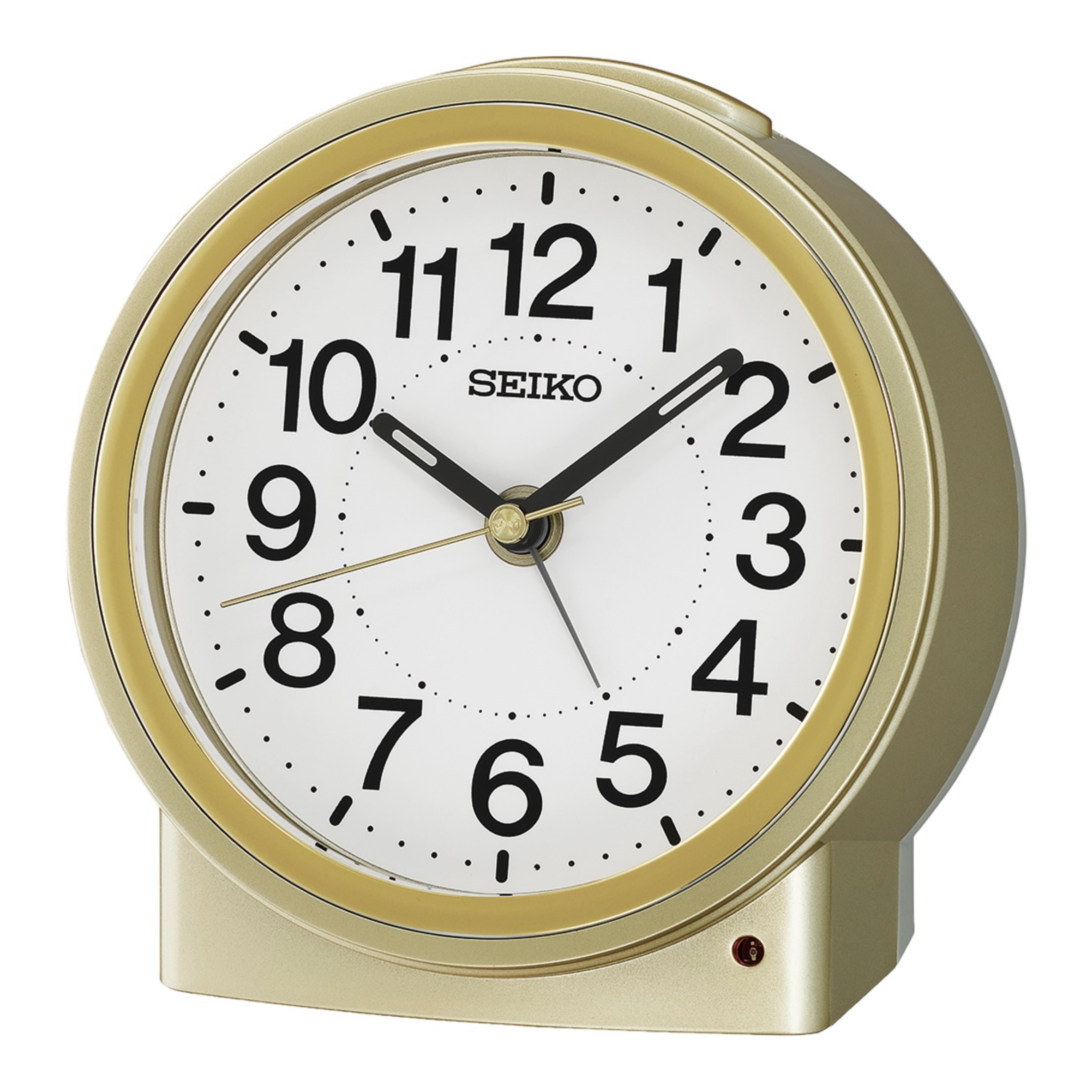 Seiko QHE199GLH "Sussex" Gold Desk & Alarm Clock with Automatic Night Light