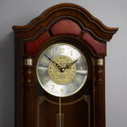 Seiko QXH004BLH "Stately Oak" Traditional Wooden Chiming Pendulum Wall Clock with Dark Mahogany Finish and Embossed Steel Dial