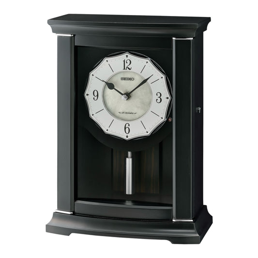 Seiko QXW250KLH "Jolie" Modern Musical Decorative Pendulum Wooden Mantel Clock with Pearlized Dial