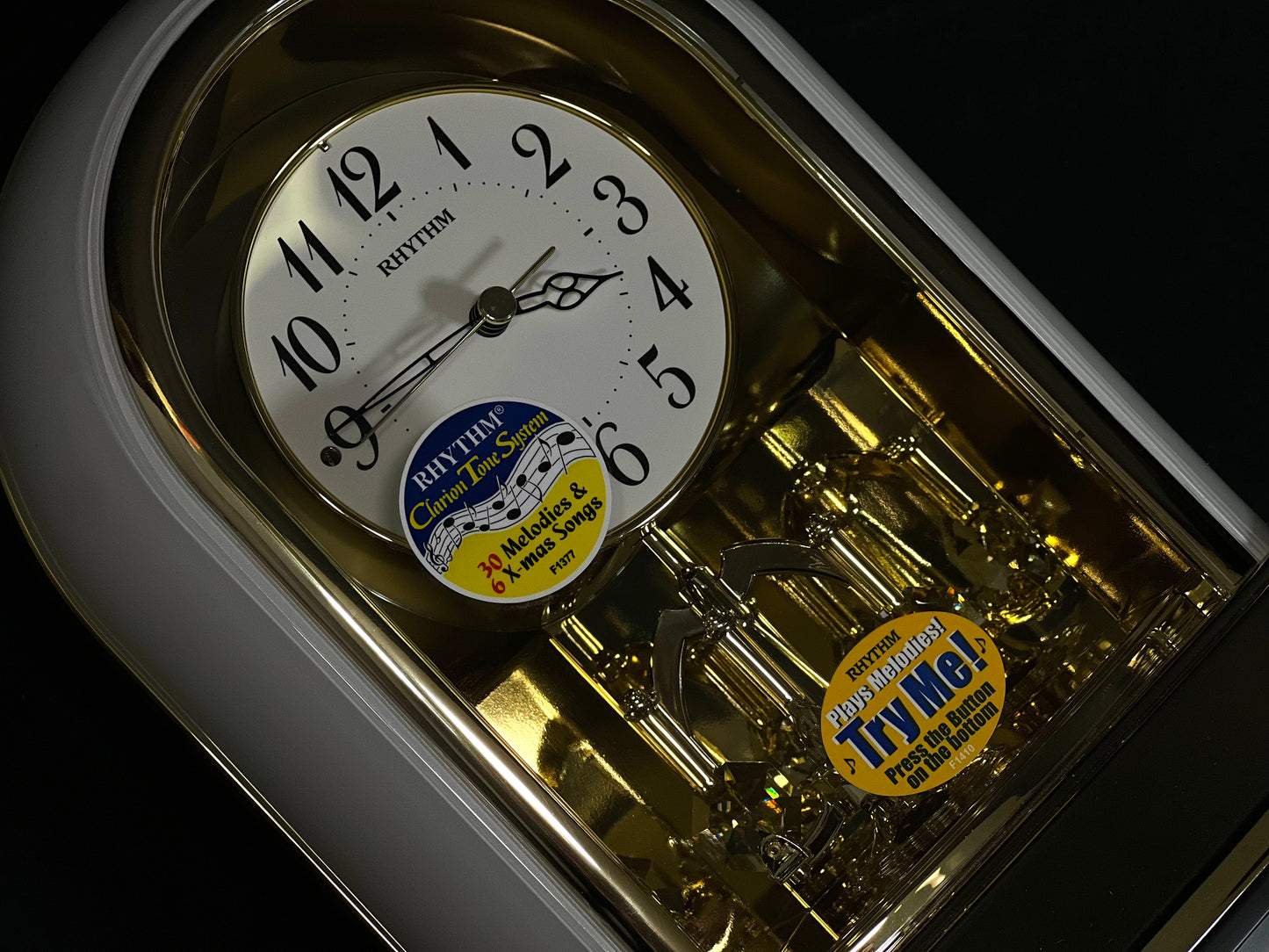 Rhythm “Crystal Dulcet II (Pearl)” Musical Motion Decorative Pendulum Mantel Clock - 4RH794WU03