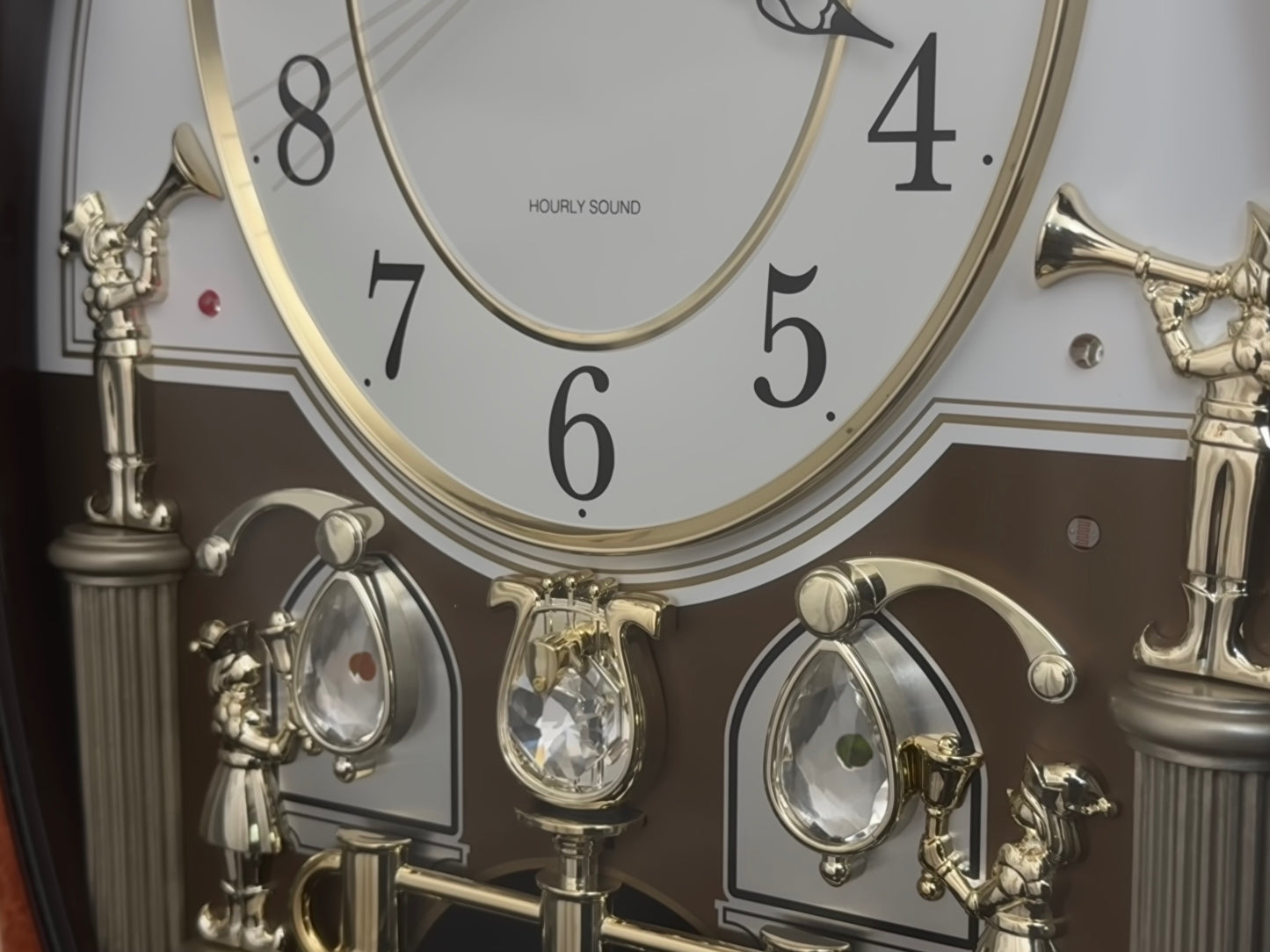 Rhythm “CTS Florence” Inlaid Wooden Musical Motion Pendulum Wall Clock with Popular Melodies - CMJ338UR06