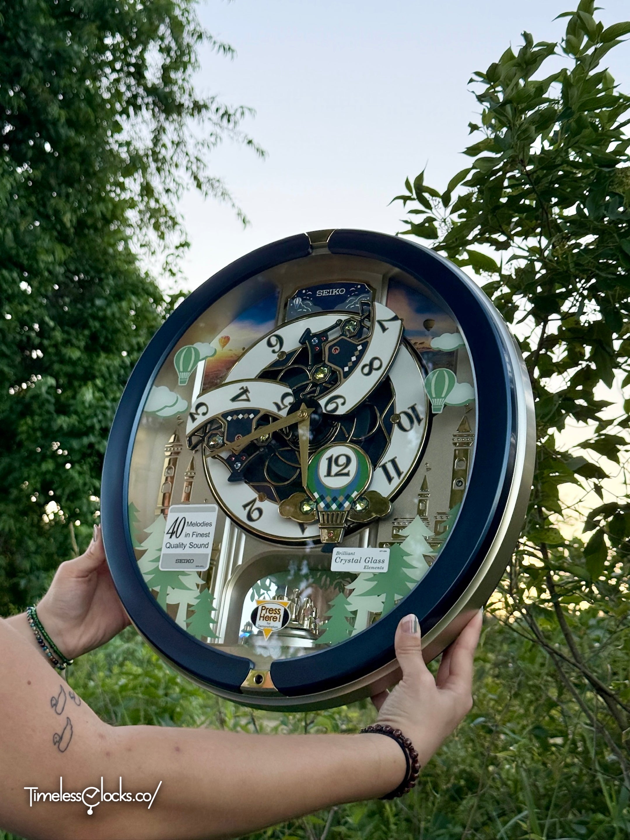 Seiko QXM398LRH “Blue Pine Fantasy” Melodies in Motion Dancing
