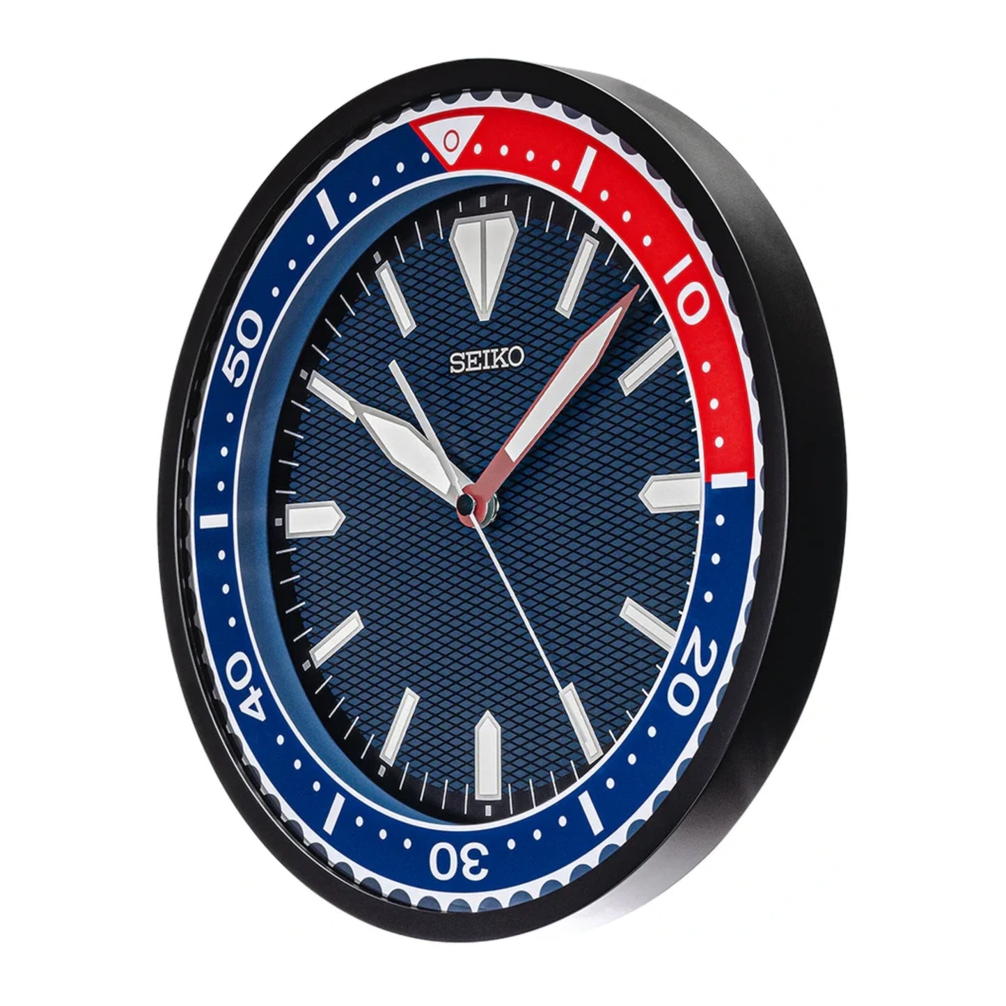 Seiko QXA791JLH "Classic Watch Dial" Blue & Red Heritage Design Luminous Wall Clock with Silent Sweep Second Hand