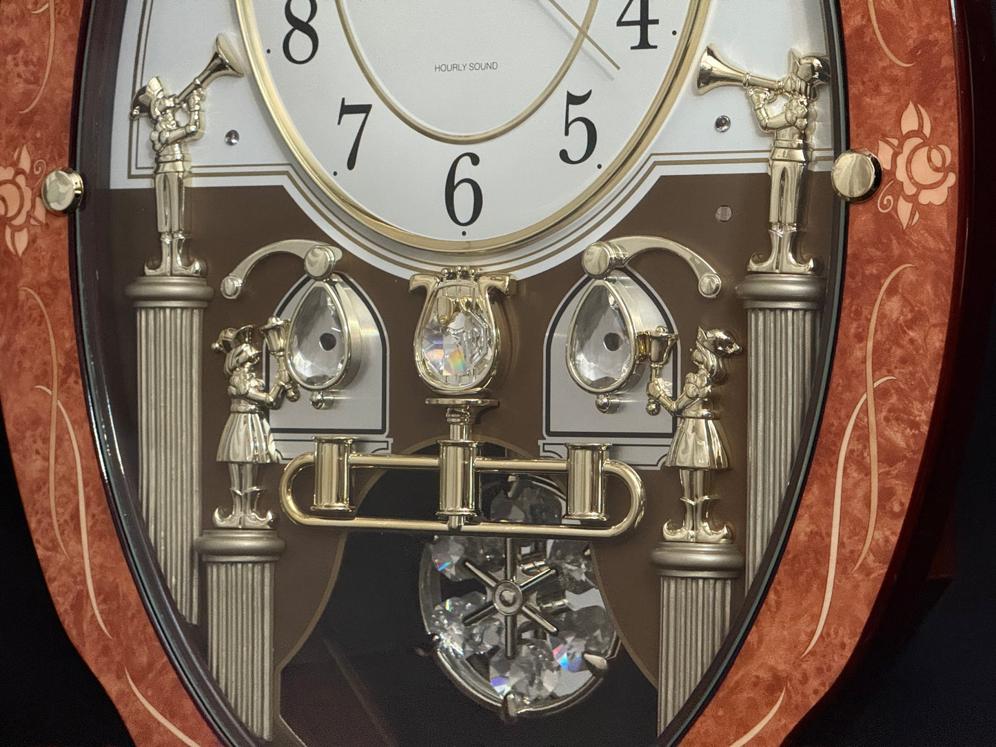 Rhythm “CTS Florence” Inlaid Wooden Musical Motion Pendulum Wall Clock with Popular Melodies - CMJ338UR06