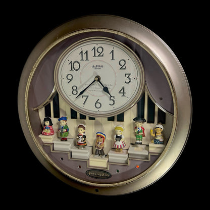 Rhythm “Jumping Kids” Magic Motion Musical Wall Clock with Moving Figurines and Piano Keys - 4MH721RH18