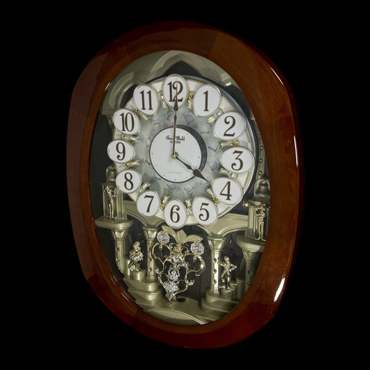 Rhythm "Grand Encore Legend" Magic Motion Musical Wooden Wall Clock with Animated Moving Dial and Music by The Beatles - 4MH834WB06