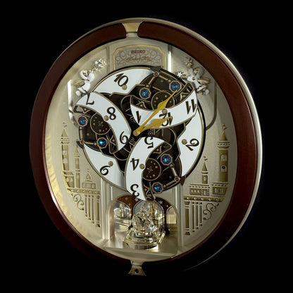 Seiko QXM491BRH "2013 Special Collector's Edition" Melodies in Motion Dancing Dial Musical Wall Clock with '70s Pop Music