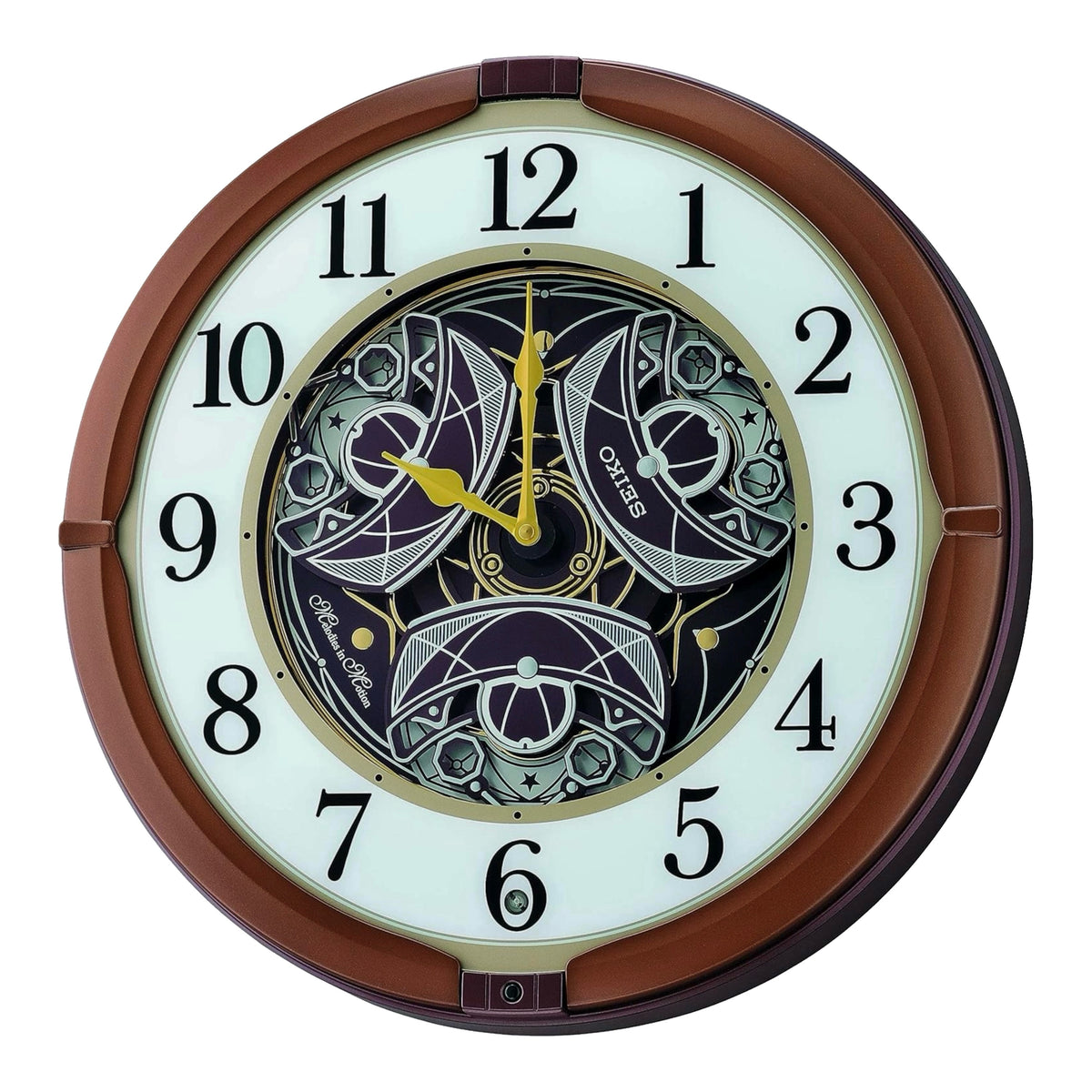 Seiko QXM380BRH “Mechanical” Melodies in Motion Dancing Dial Musical Wall Clock with 18 Songs