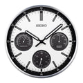 Seiko QXA823SLH "Shelby Watch Dial" Silver Heritage Design Metal Wall Clock with Thermometer, Hygrometer, & Seconds Dial