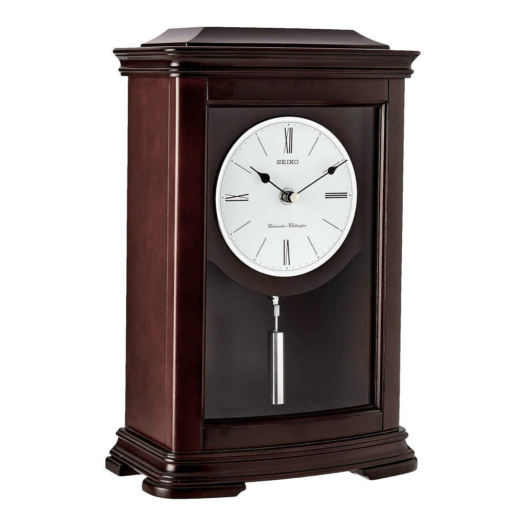 Seiko QXQ013BLH "Suki" Contemporary Modern Wooden Chiming Pendulum Mantel Clock