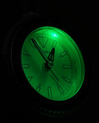 Seiko QHE207SLH "Mai Modern Watch Dial" Silver Heritage Design Luminous Desk & Alarm Clock with Rotating Bezel