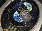 Rhythm “Peaceful Cosmos” Moving Earth Dial Magic Motion Musical Wall Clock with Popular Melodies - 4MH751AR19