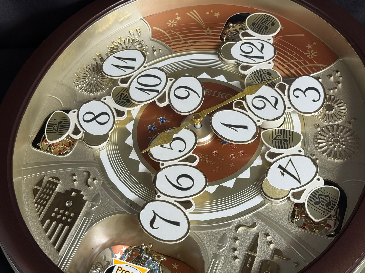Seiko QXM574BRH "2017 Special Collector's Edition" Melodies in Motion Dancing Dial Musical Wall Clock with '70s Pop Music