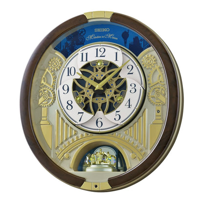 Seiko QXM614BRHZ “Golden Gears” Melodies in Motion Dancing Dial Musical Wall Clock with 45 Songs