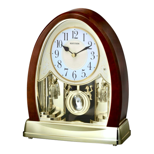 Rhythm “Joyful Crystal Bells” Musical Motion Decorative Pendulum Mantel Clock - 4RJ636WD23