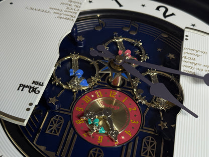 Rhythm “Small World Partage Home (Blue)” Moving Dial Magic Motion Musical Wall Clock with Popular Melodies - 4MH754RH04