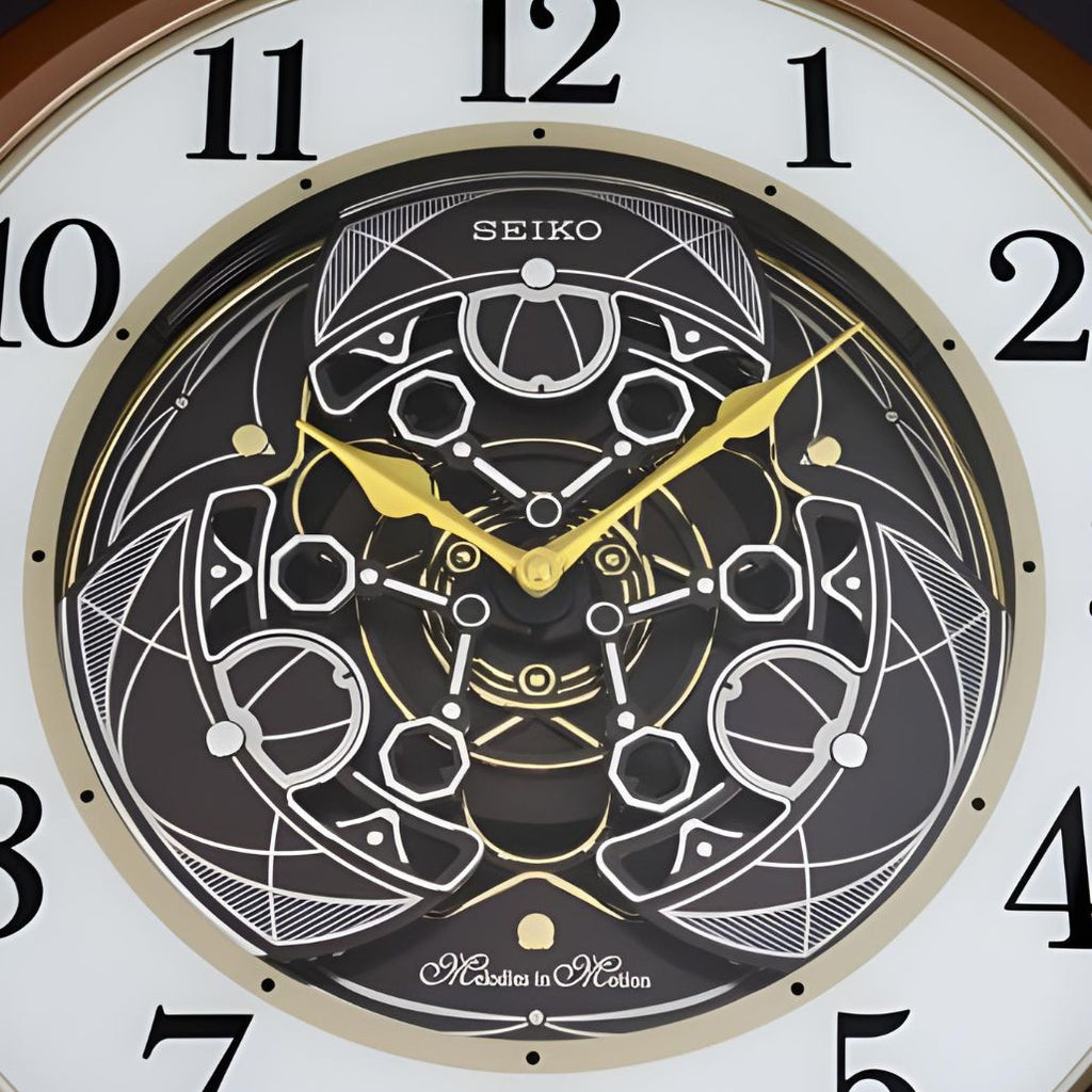 Seiko QXM380BRH “Mechanical” Melodies in Motion Dancing Dial Musical Wall Clock with 18 Songs