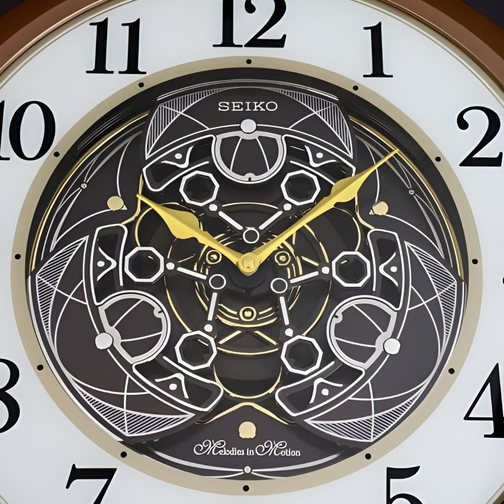 Seiko QXM380BRH “Mechanical” Melodies in Motion Dancing Dial Musical Wall Clock with 18 Songs