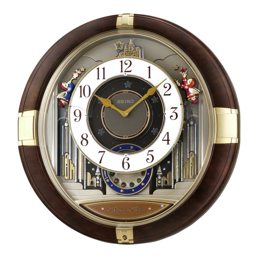 Seiko QXM333BRH "Trumpeting Angels" Melodies in Motion Jaw-Dropping Dial Musical Moving Wall Clock with 13 Songs