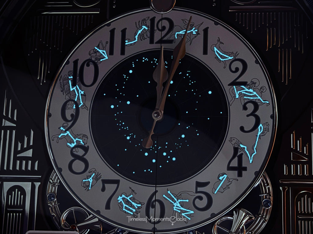 Seiko QXM393NRH “Galaxy Constellations” Astrology-Themed Melodies in Motion Moving Dial Musical Wall Clock with Luminous Dial & 12 Songs