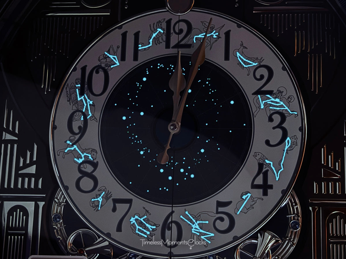 Seiko QXM393NRH “Galaxy Constellations” Astrology-Themed Melodies in Motion Moving Dial Musical Wall Clock with Luminous Dial & 12 Songs