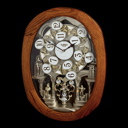 Rhythm "SSS Encore" Magic Motion Musical Wooden Wall Clock with Animated Moving Dial and Popular Melodies - 4MH810-R06