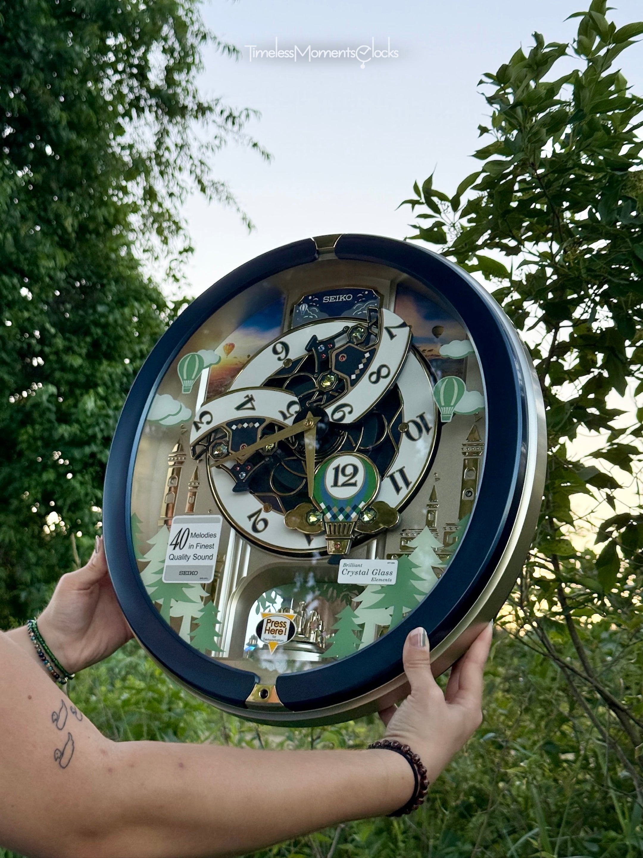 Seiko QXM398LRH “Blue Pine Fantasy” Melodies in Motion Dancing