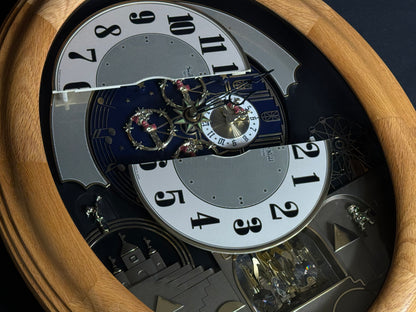 Rhythm "DWS Timecracker Oak" Moving Dial Magic Motion Musical Wooden Wall Clock with Popular Melodies - 4MH777-R07