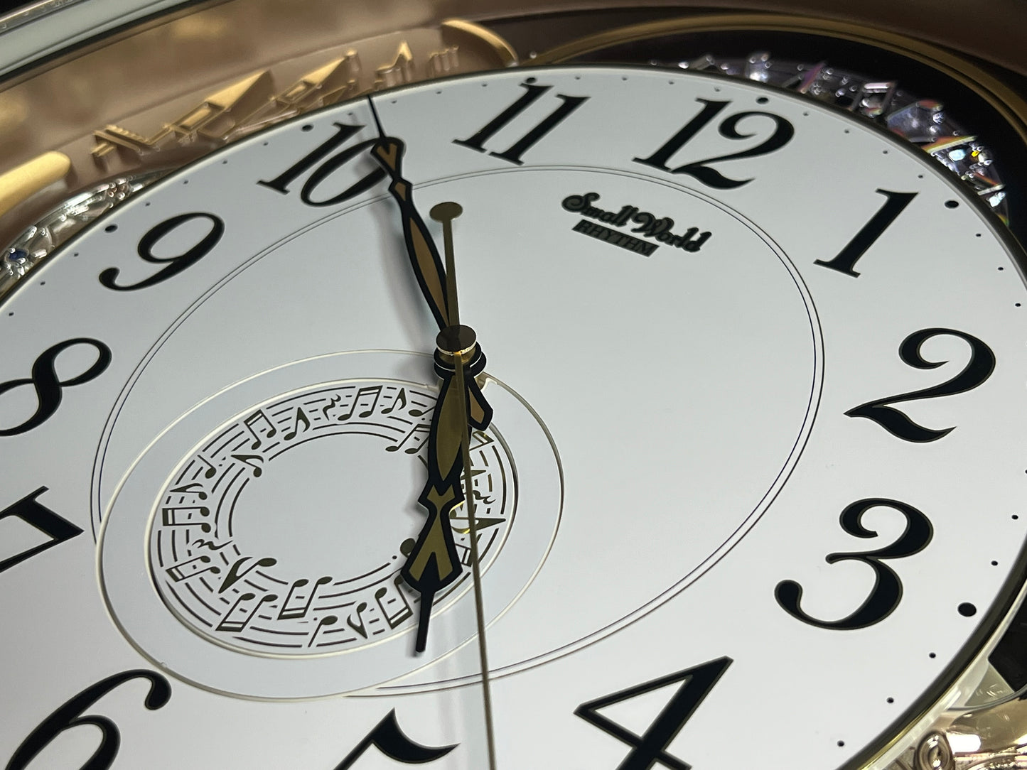 Rhythm "Small World Noel (White)" Magic Motion Musical Wall Clock from Japan with Rotating Dial - 4MN509RH03