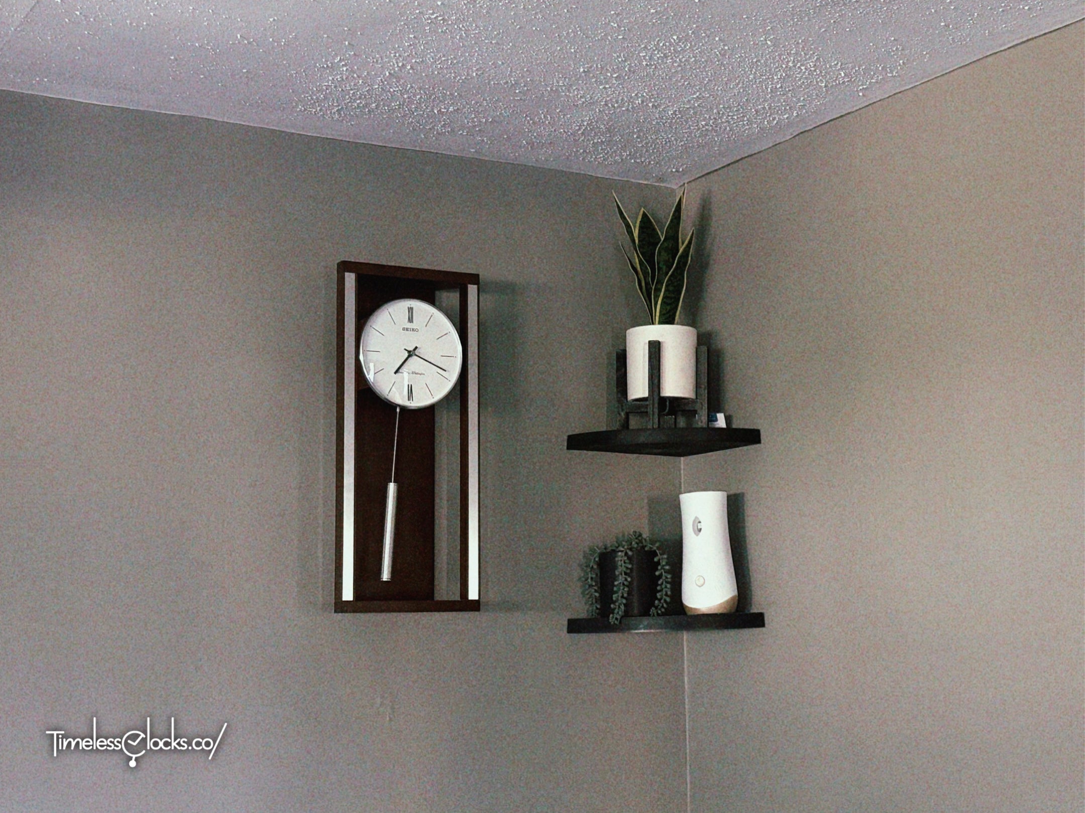 Seiko QXH068BLH "Modern & Sophisticated" Mid-Century Modern Wooden Chiming Pendulum Wall Clock