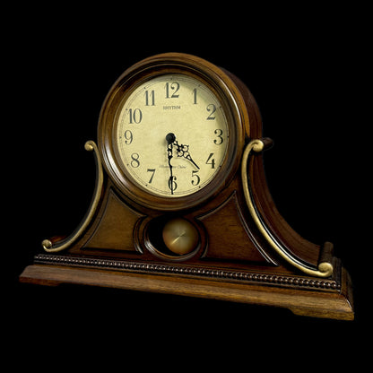 Rhythm "WSM Tuscany" Traditional Wooden Chiming & Musical Tambour Mantel Clock with Swinging Pendulum - CRJ729UR06