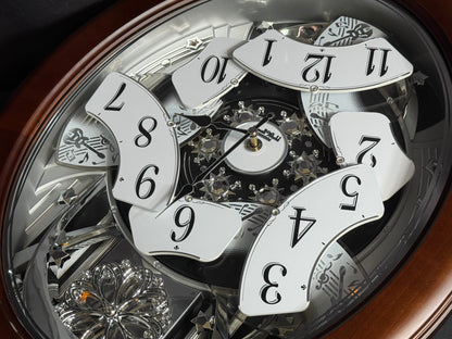 Rhythm "Anthology Espresso" Magic Motion Musical Wooden Wall Clock with Moving Dial - 4MH869WU06