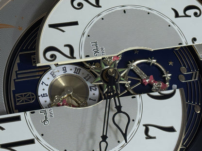 Rhythm "Timecracker Golden Oak" Moving Dial Magic Motion Musical Wooden Wall Clock with Popular Melodies - 4MH782-R07